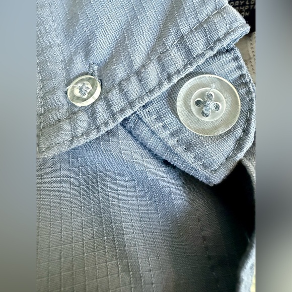 EUC Duluth Trading Ripstop Venting Short Sleeve Button Shirt LT Blue Workwear - Picture 9 of 14